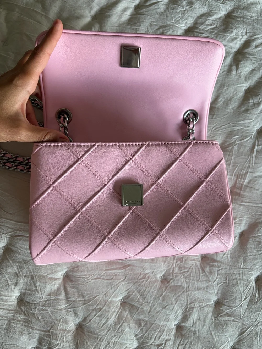Quilted Pink Chain Shoulder Bag - Women